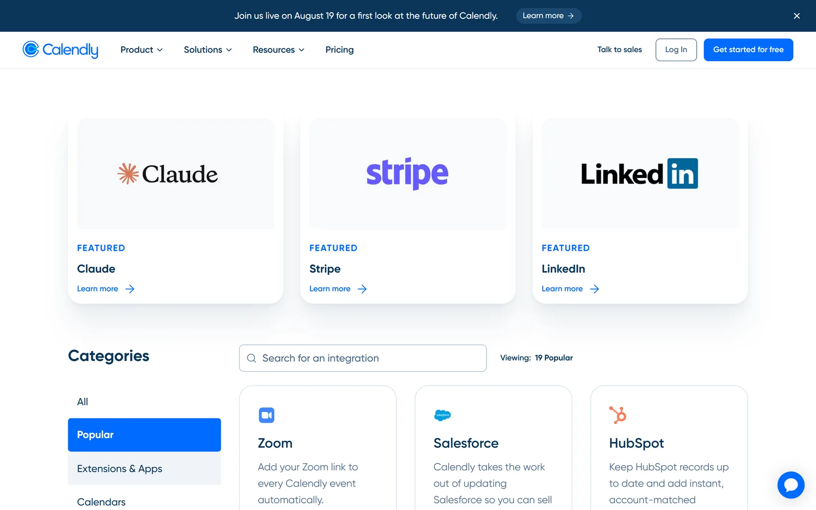 Calendly Integrations Directory screenshot