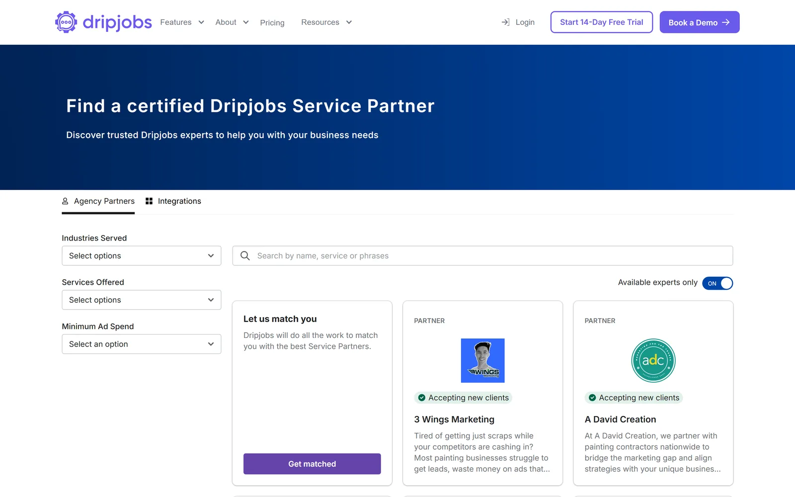 DripJobs Trusted Partners screenshot