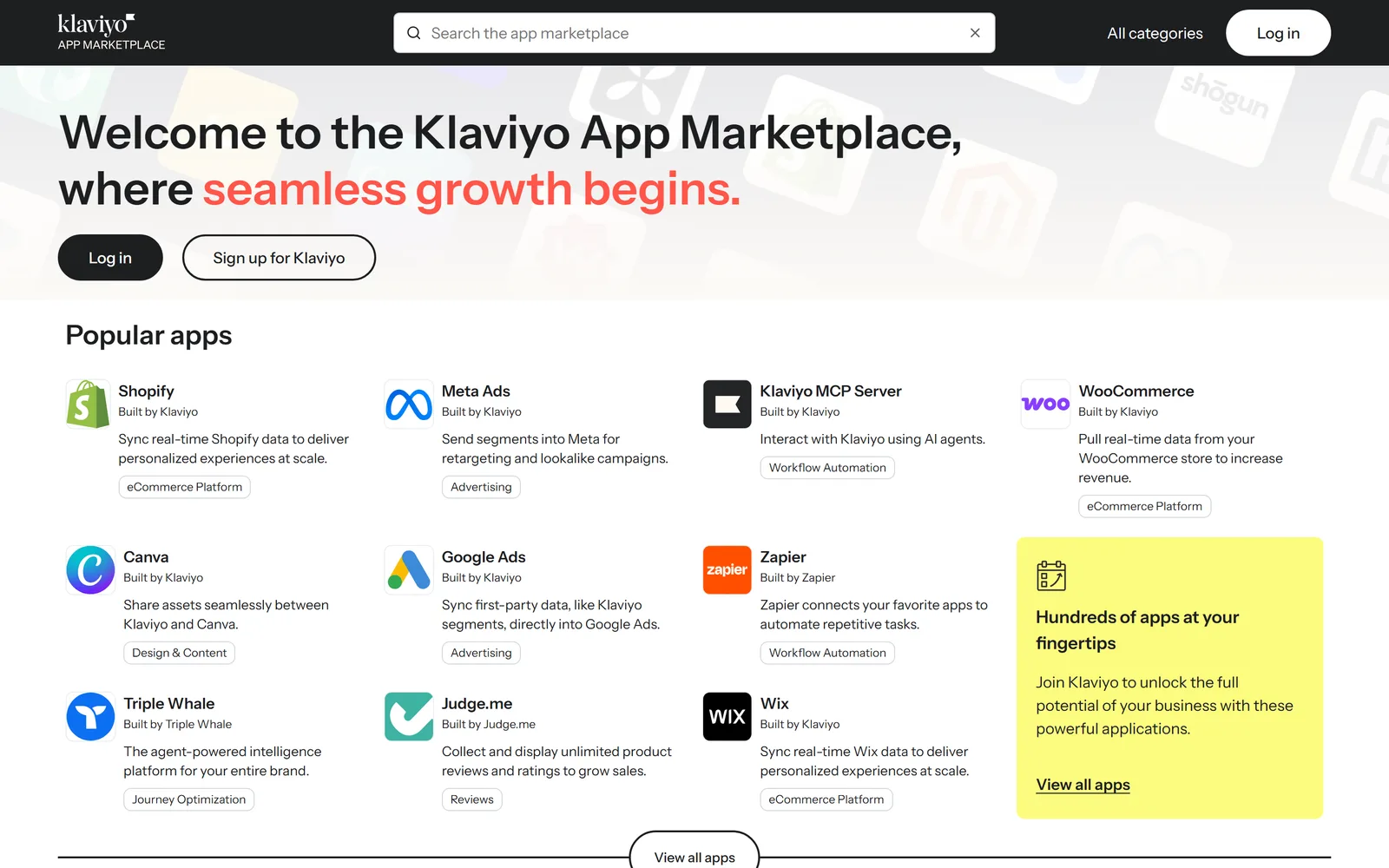 Klaviyo Marketplace screenshot