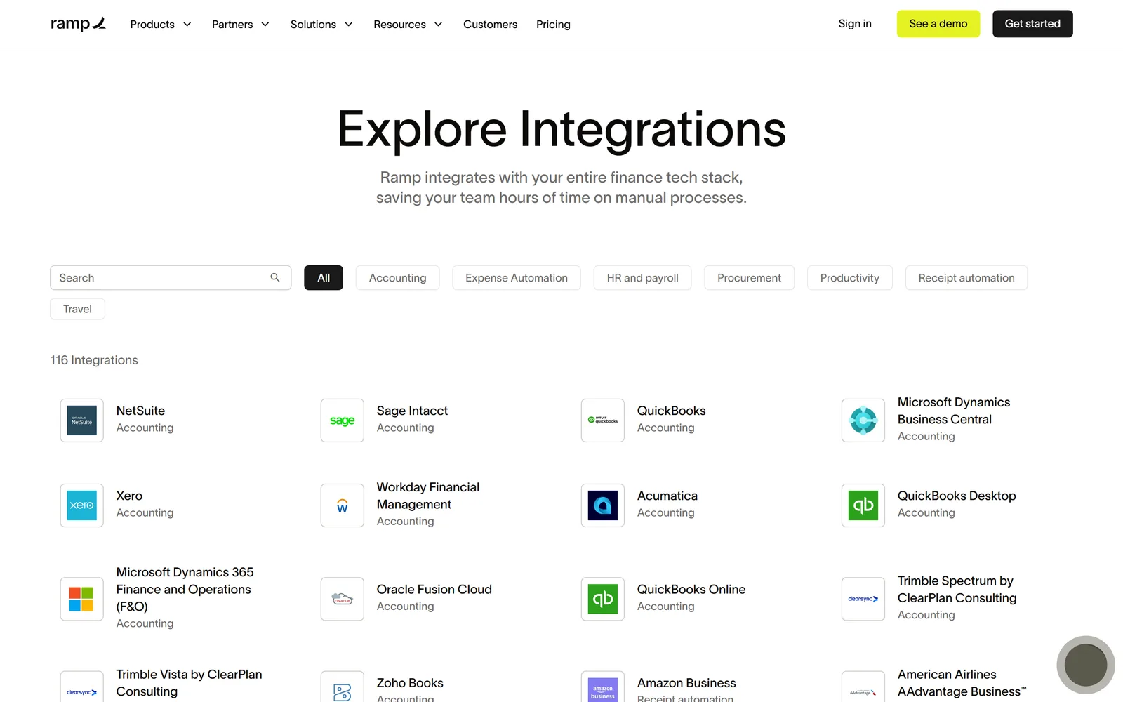 Ramp Integrations screenshot