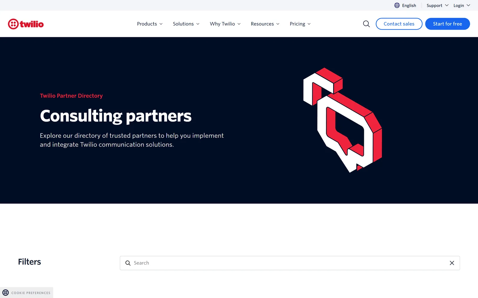 Twilio Partner Directory screenshot