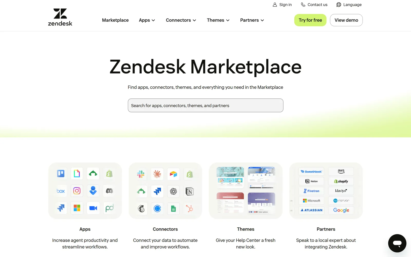 Zendesk Marketplace screenshot