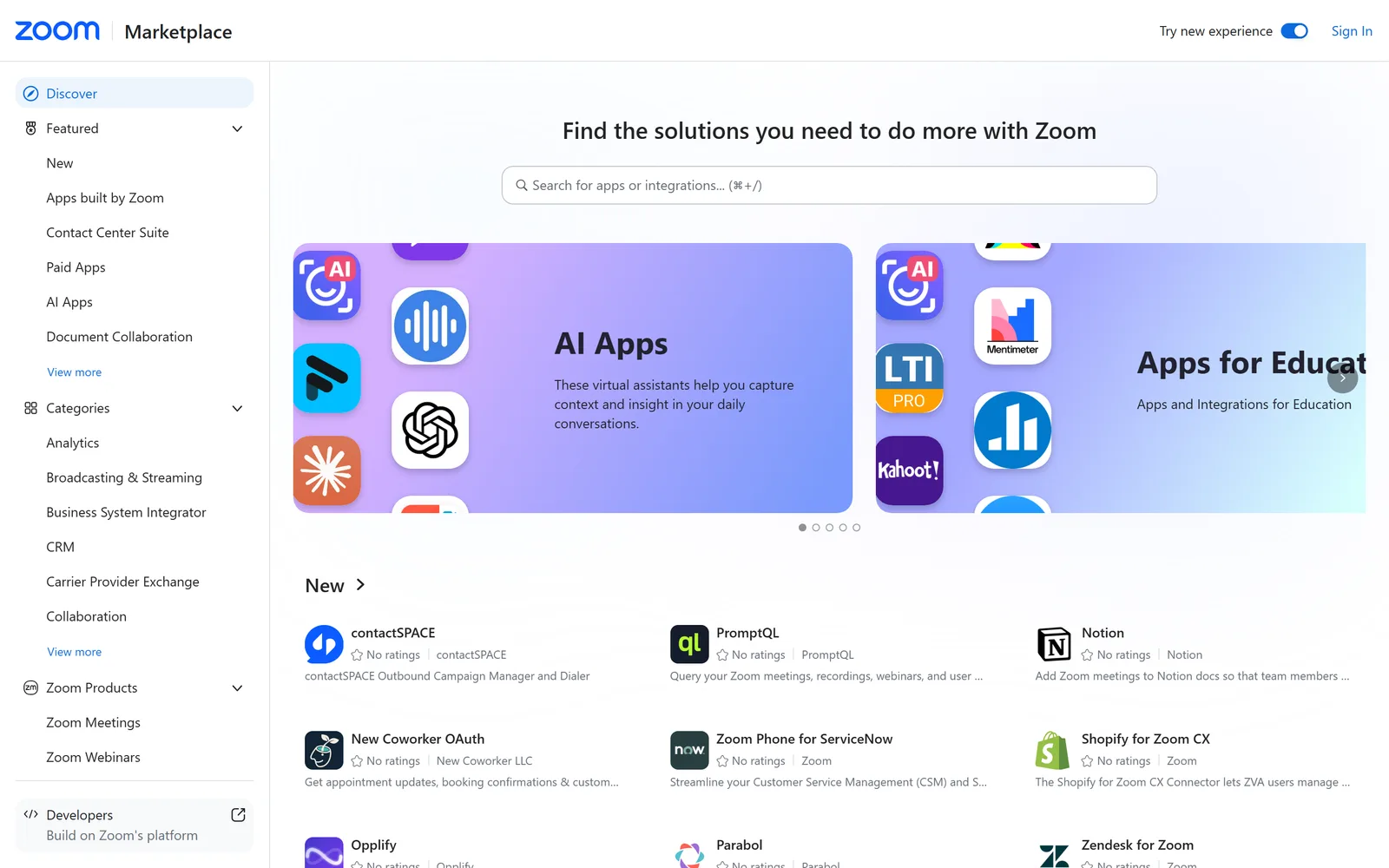 Zoom App Marketplace screenshot